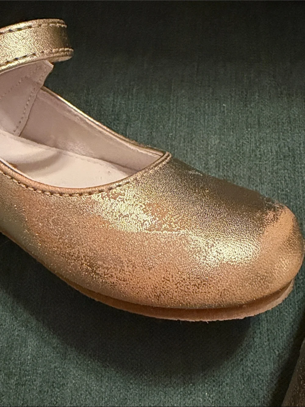 L'Amour Gold Metallic Mary Jane Shoes for Kids